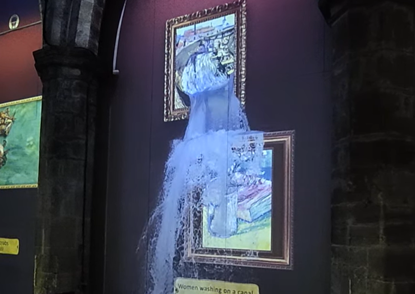 Immersive Van Gogh exhibition in Leicester church with animated images projected across walls.